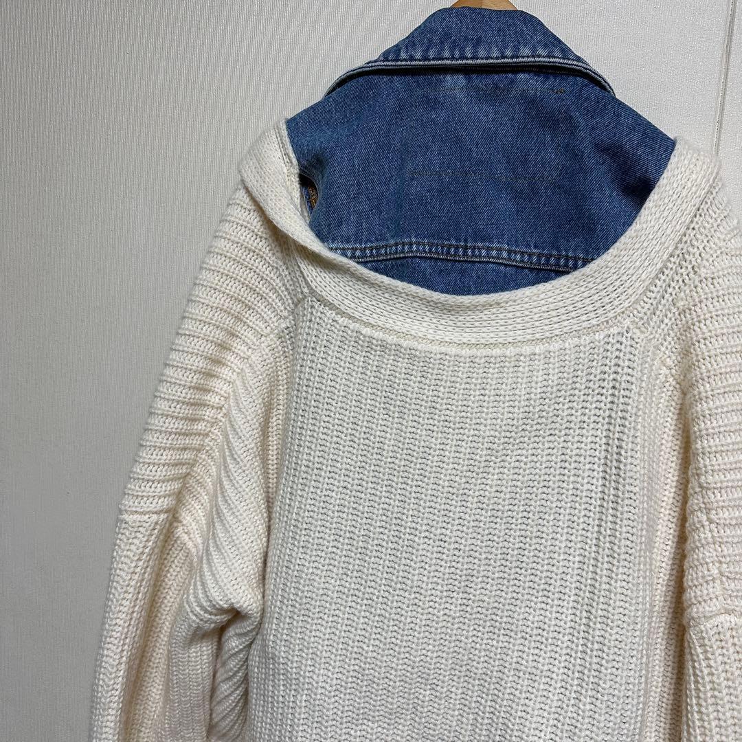 DIESEL ディーゼル　ミックスマテリアル　フェイクレイヤード　ニット＆デニム