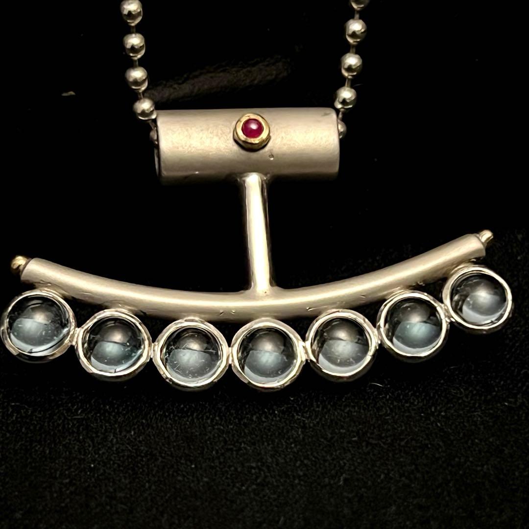 シルバー925 k18 ヴィンテージ ネックレス　ルビー　イタリア