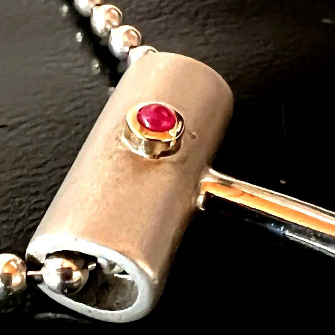 シルバー925 k18 ヴィンテージ ネックレス　ルビー　イタリア