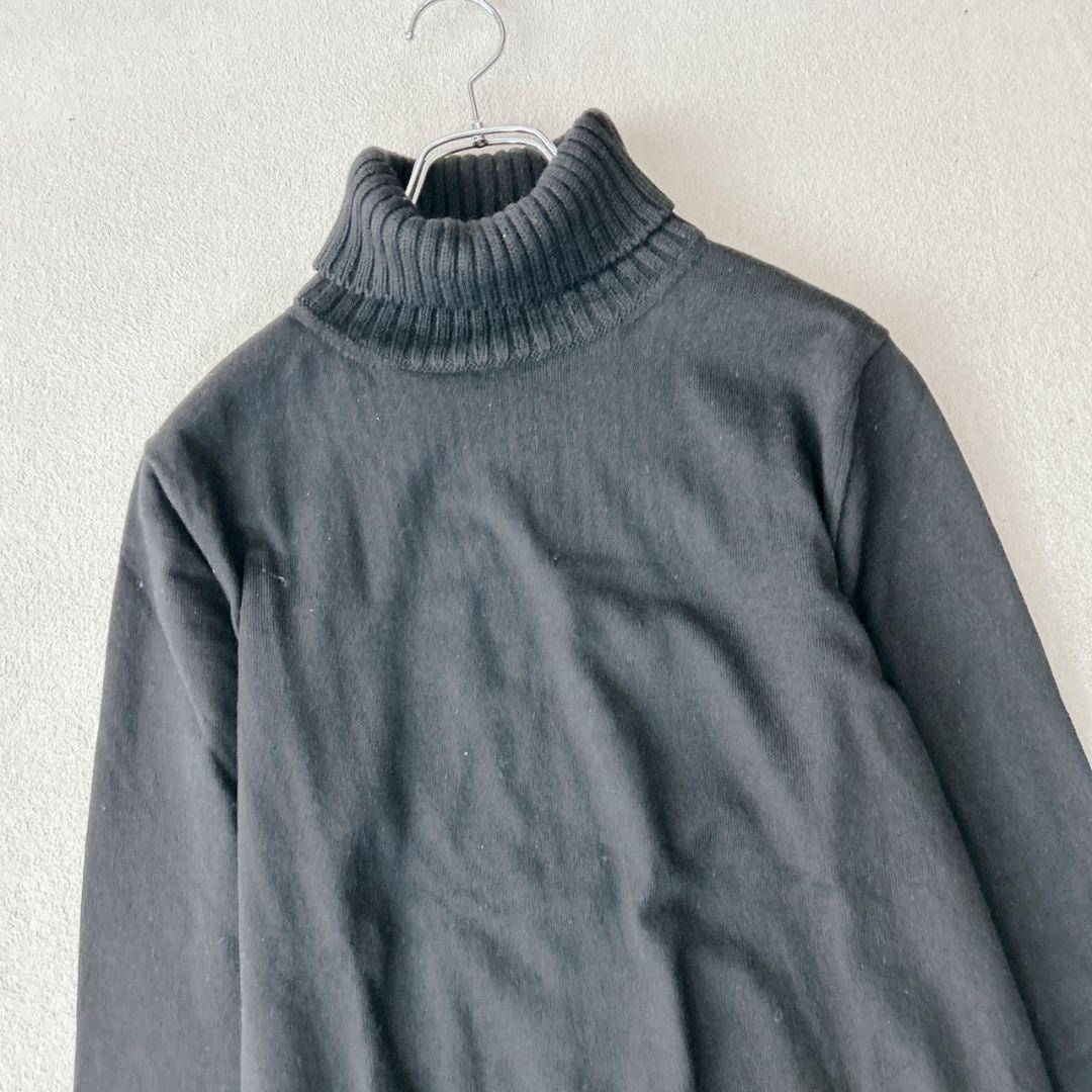 美品 クルチアーニ ハイゲージ ガーメントダイタートルネック ニット 46 黒