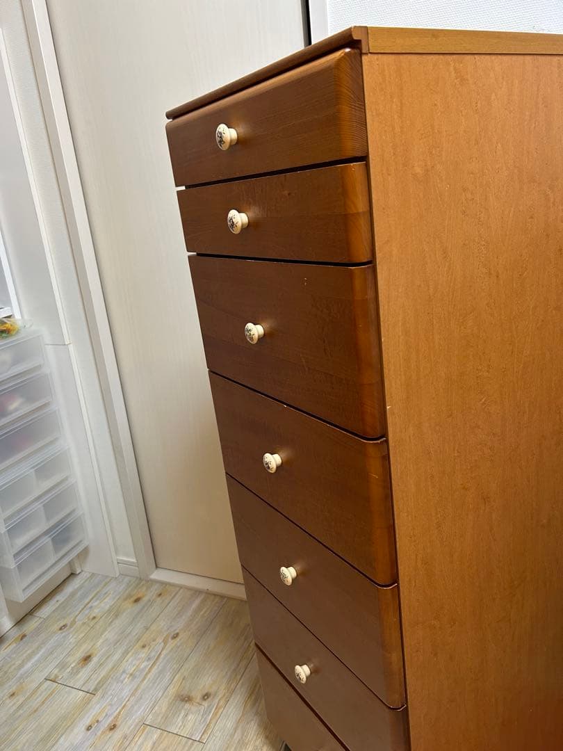 ナチュラルウッド 7段チェスト キャスター付き