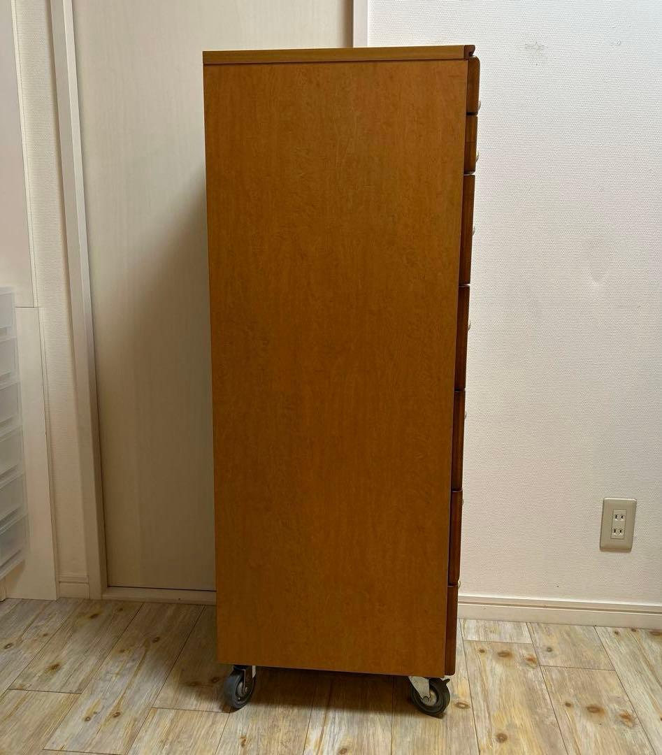 ナチュラルウッド 7段チェスト キャスター付き