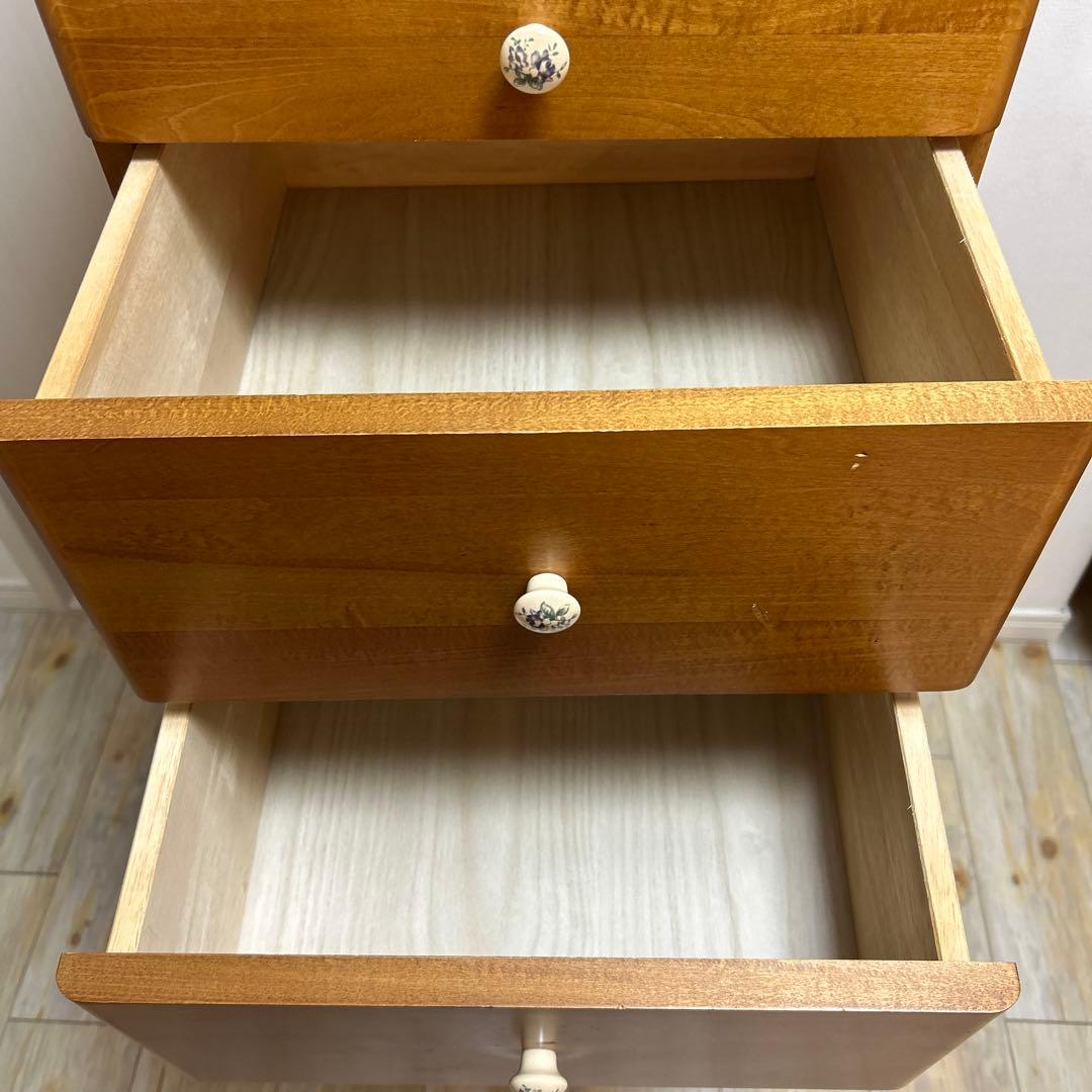 ナチュラルウッド 7段チェスト キャスター付き