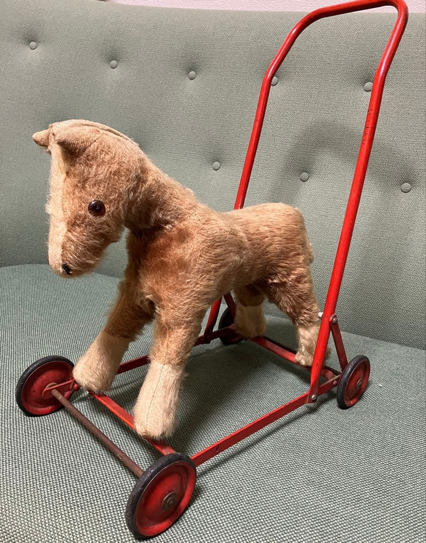 お馬さんのカート★チルターン　ぬいぐるみ馬 車輪付き　テディベア　アンティーク