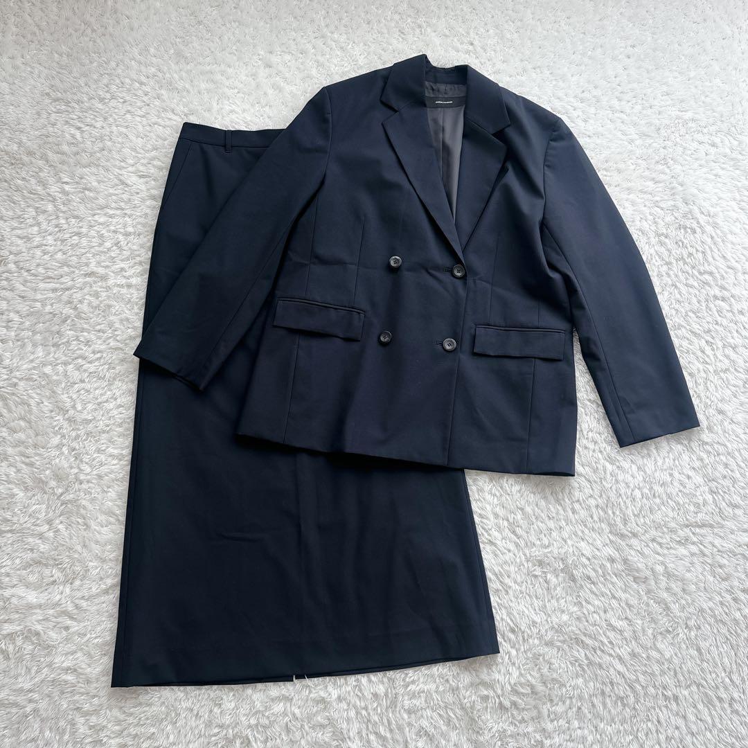 ◯【未使用級】JS オケージョン　トロストレッチジャケット　スカート　ネイビー