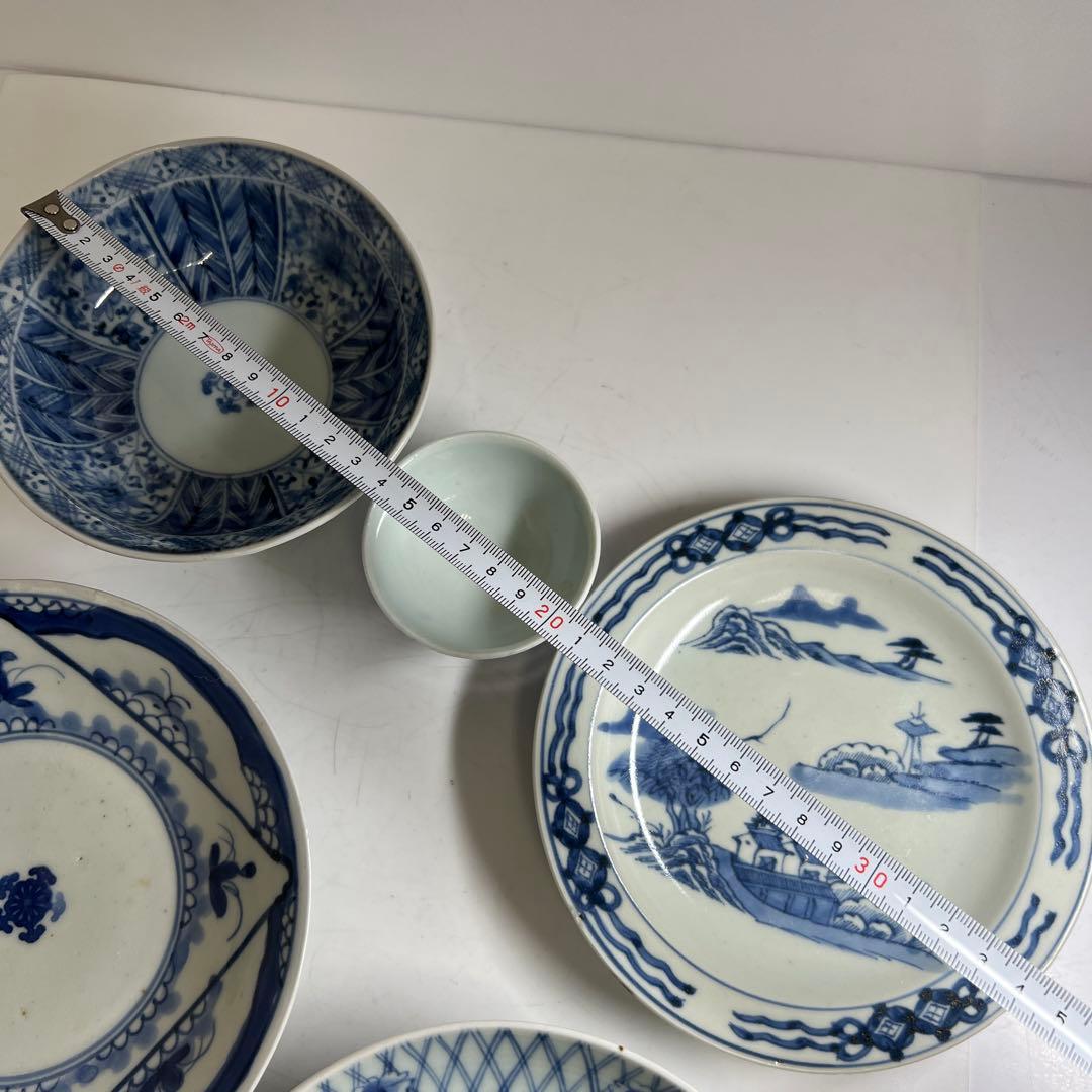 古伊万里　染付上手中皿5枚　東Y8-0106①タカチ