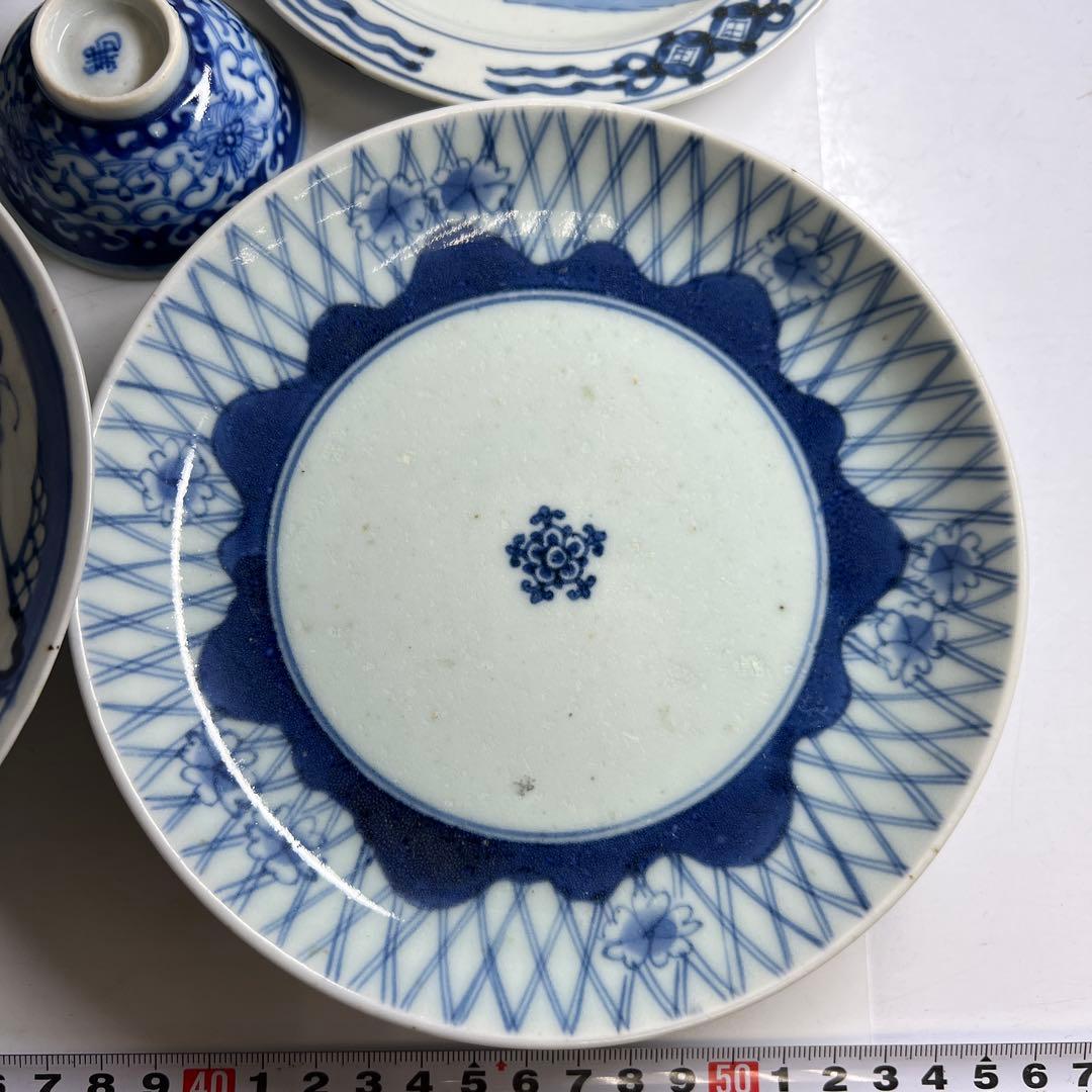 古伊万里　染付上手中皿5枚　東Y8-0106①タカチ