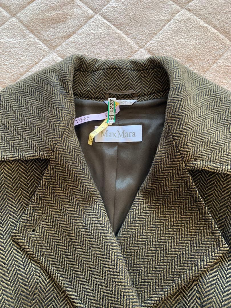マックスマーラMAXMARAツイード ショートコートジャケット白タグ40カシミヤ