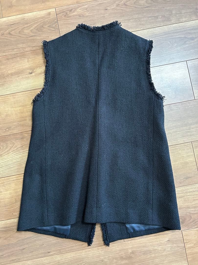 green label relaxing ミックスツイードライク ジレ ネイビー