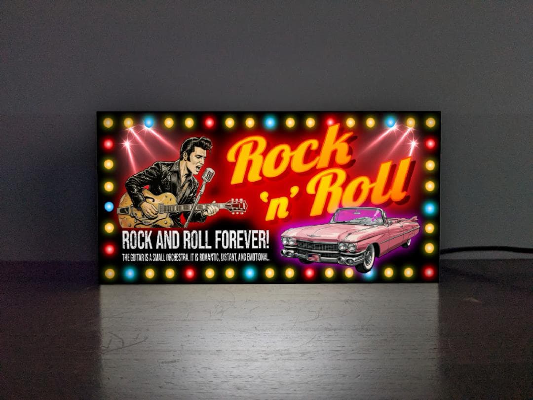【Lサイズ】ロックンロール ロカビリー アメ車 看板 置物 雑貨 ライトBOX
