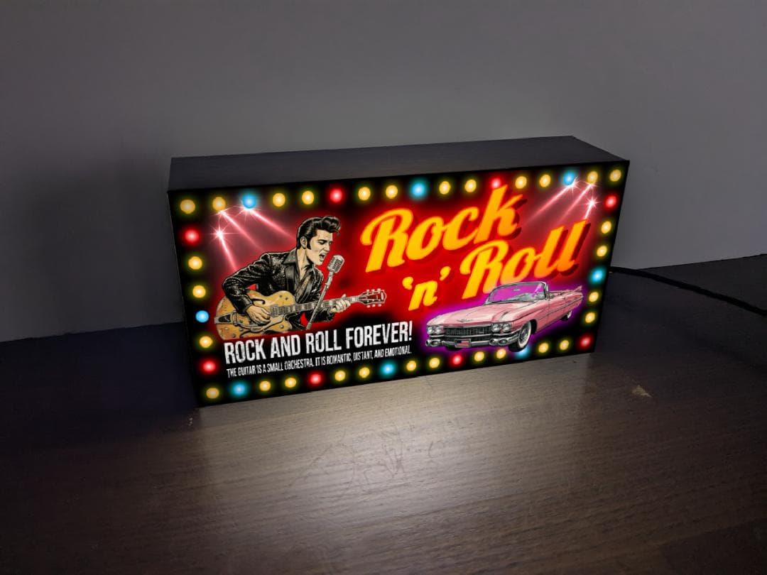【Lサイズ】ロックンロール ロカビリー アメ車 看板 置物 雑貨 ライトBOX