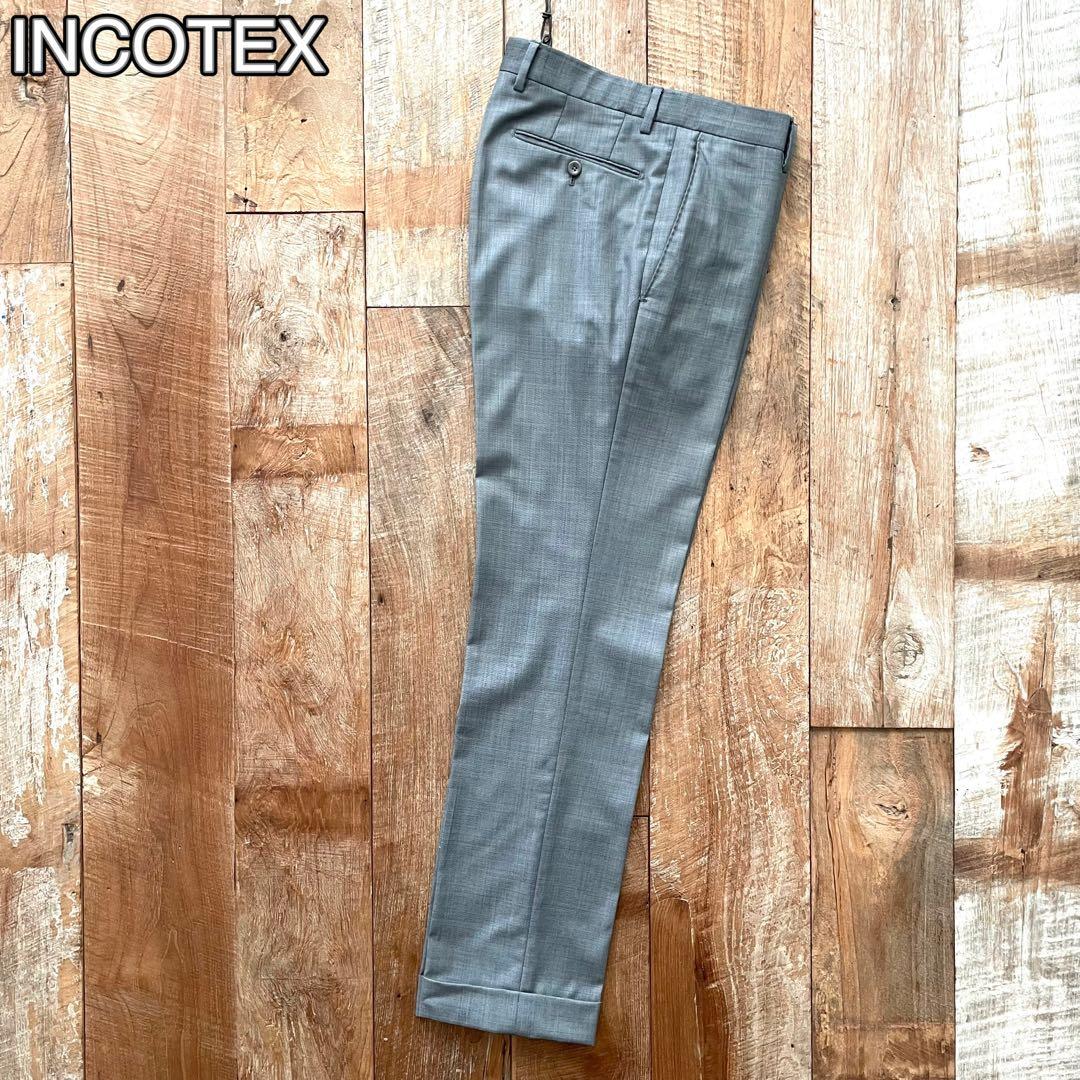 【美品】INCOTEX SUPER130'S ウール スラックス パンツ 46