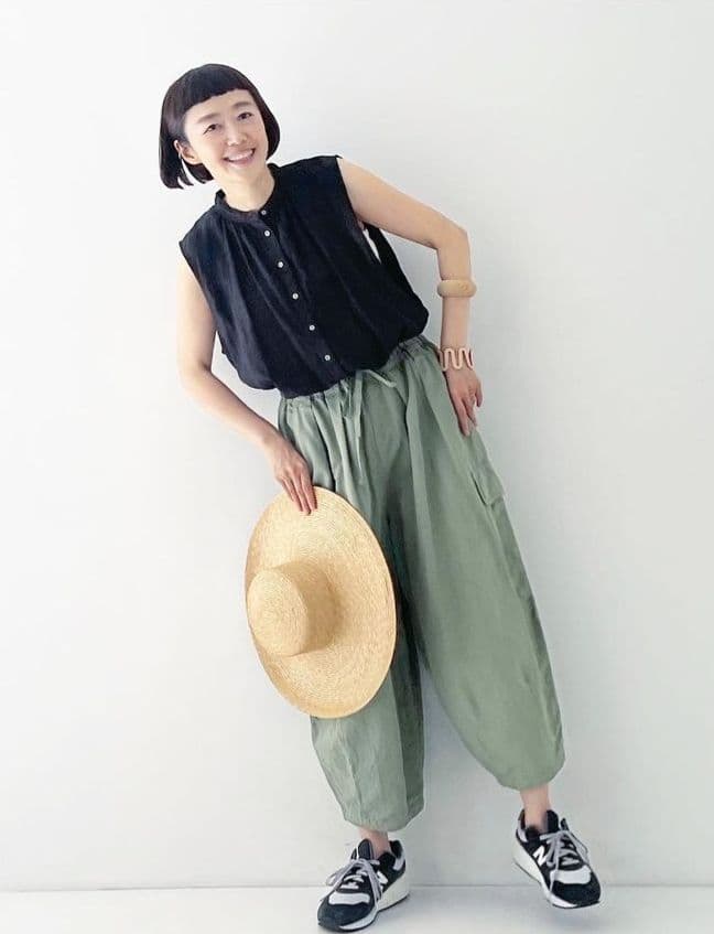 ネストローブ♡コットンリネン石目コクーンカーゴパンツ