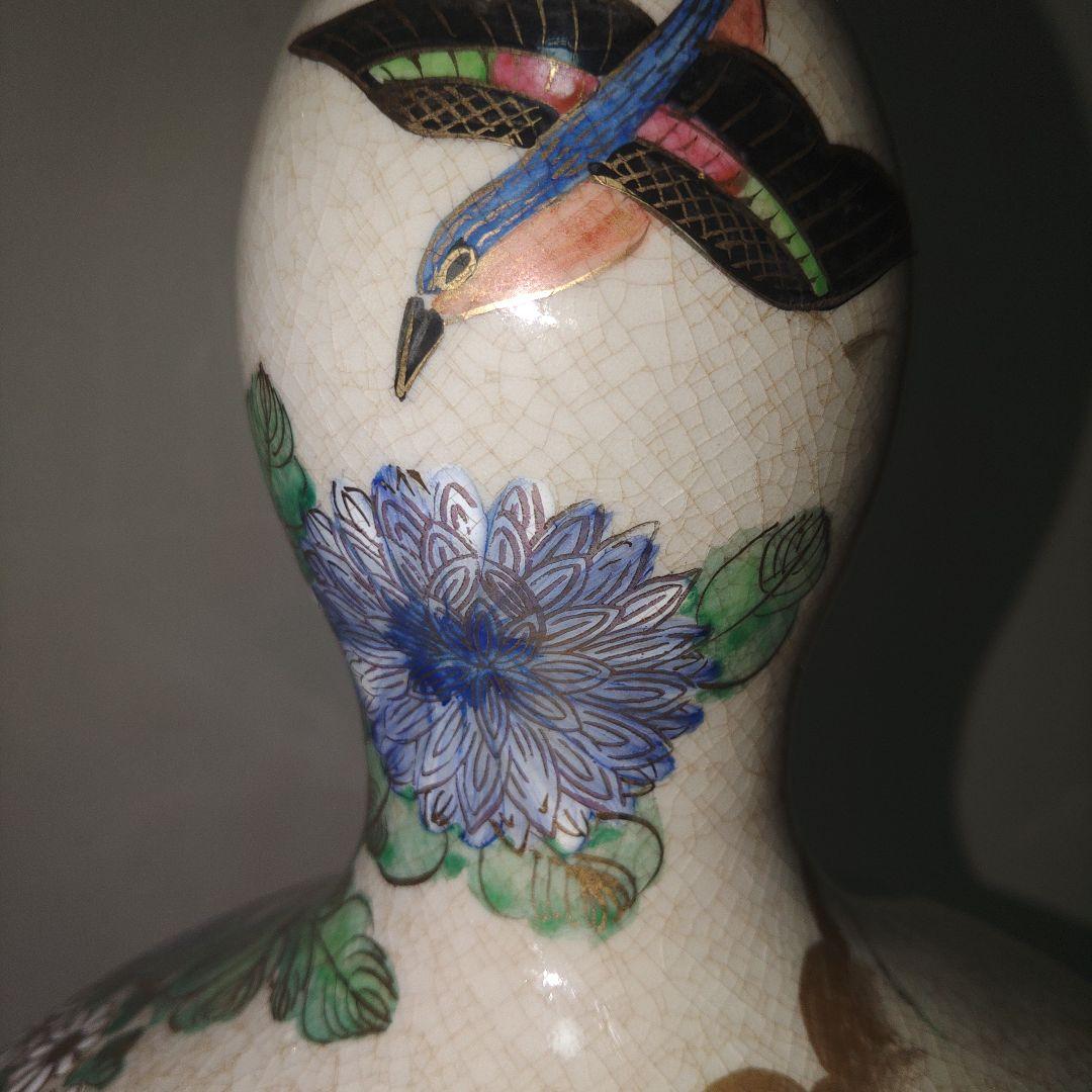 b*9様 薩摩焼　○に十　草花文瓢箪花瓶　鑑賞用