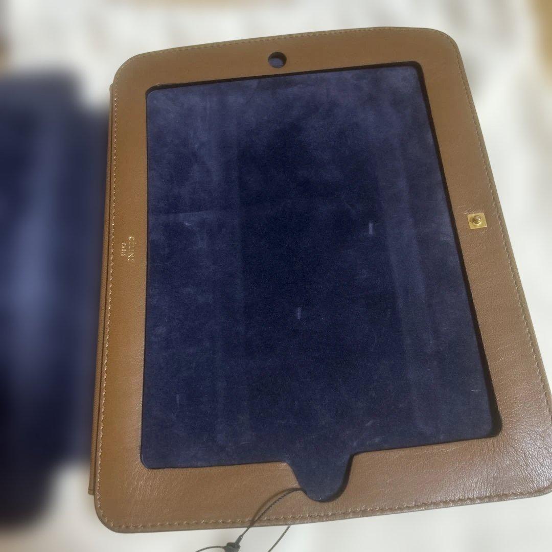 【未使用・キズあり】CÉLINE レザー iPadケース キャメル