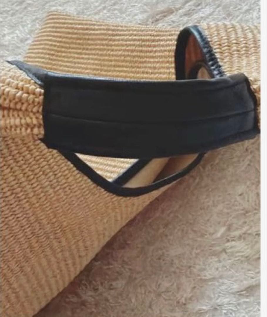 最終SALE★ARRONトライアングル ラフィア✕ レザー カゴバッグ 軽量