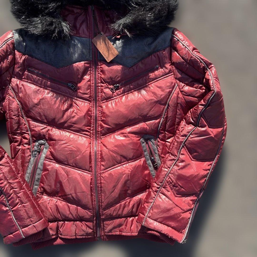 O0s archive ファー付き ダウンジャケット お兄系y2k 平成 赤