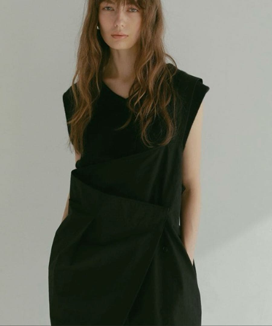 新品未使用　etretokyo ワンショルダーラップワイドパンツ　BLK M