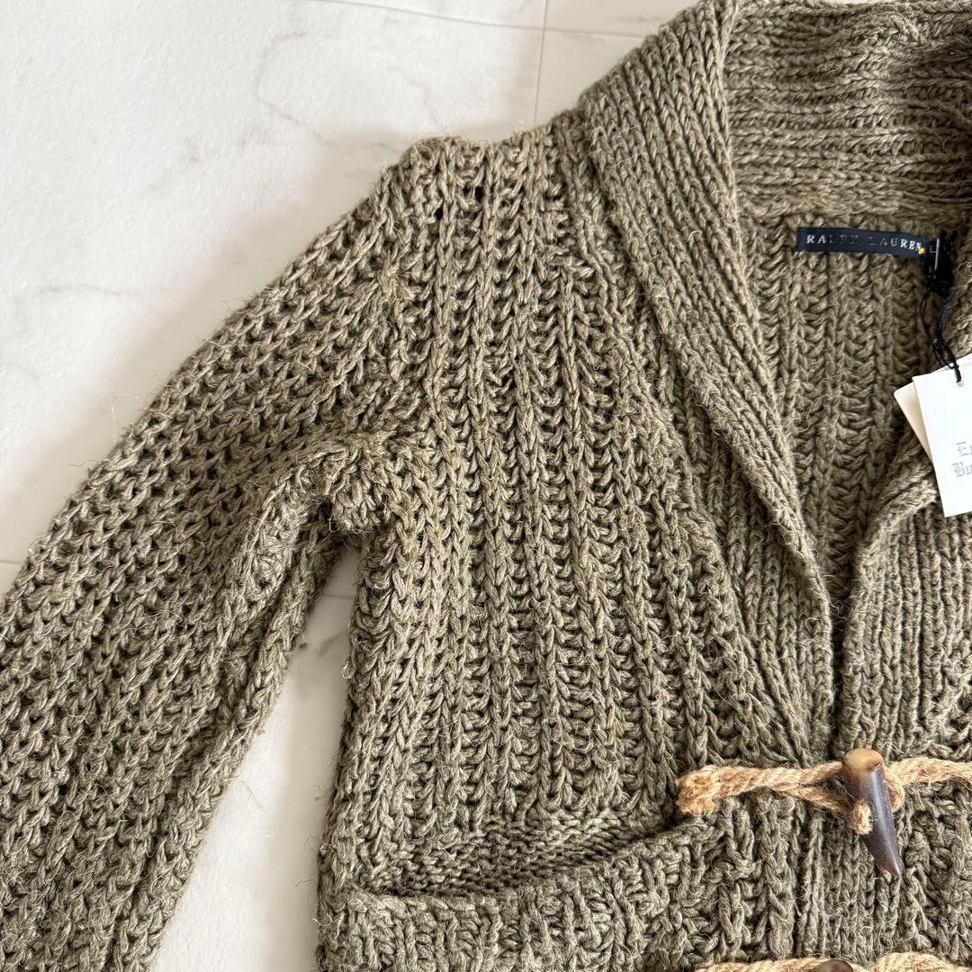 未使用タグ付 ラルフローレン 麻カーディガン トグル ショールカラー ナチュラル