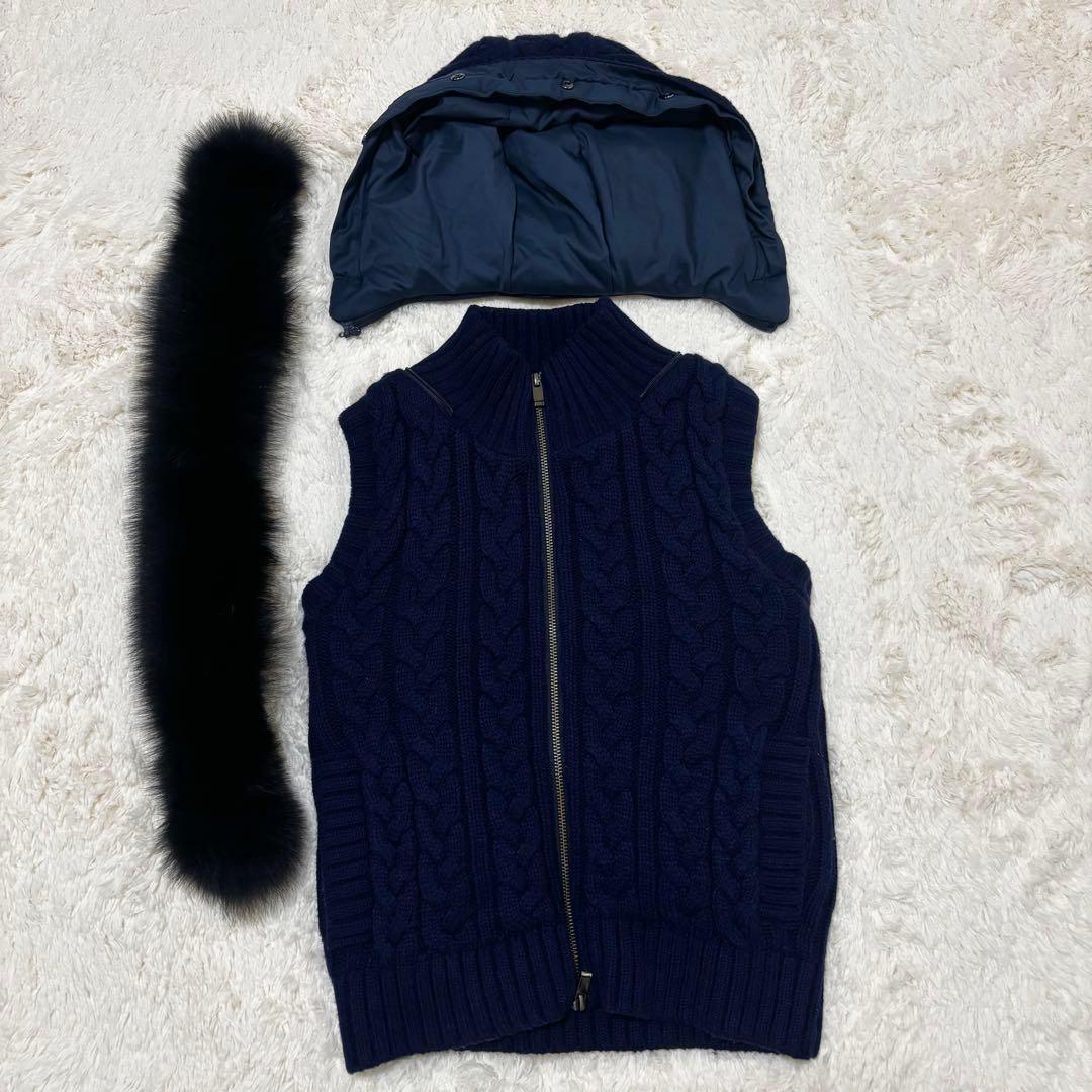 【タグ付】アナイ　ケーブルニット　フォックスファー　ダウン　ベスト　S　3way