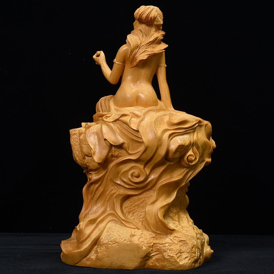 裸弁財天像　美女像　桧彫刻　高さ23cm