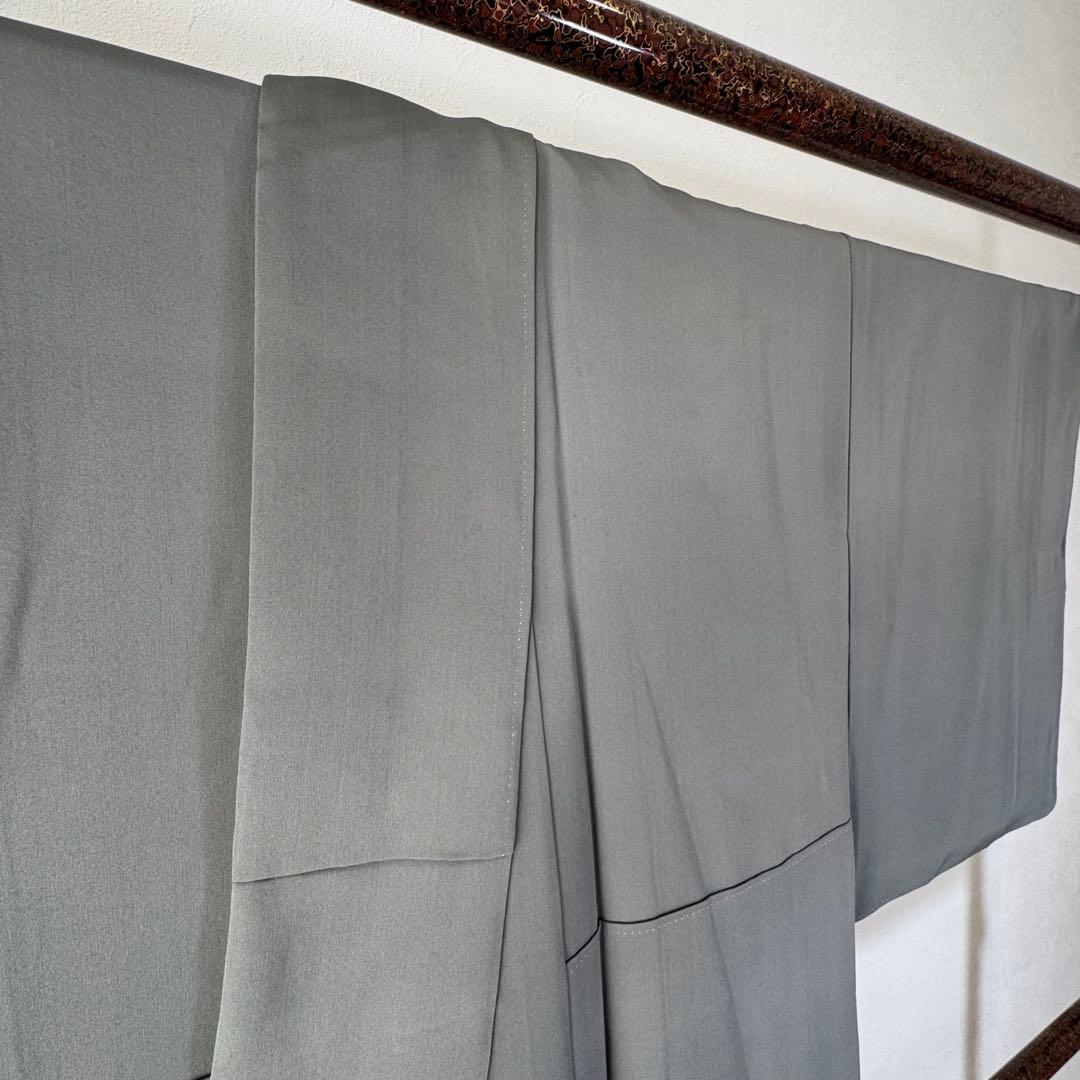 超美品　正絹　袷　現代　広襟　色留袖　着物　 164裄64 グレー　一紋　刺繍