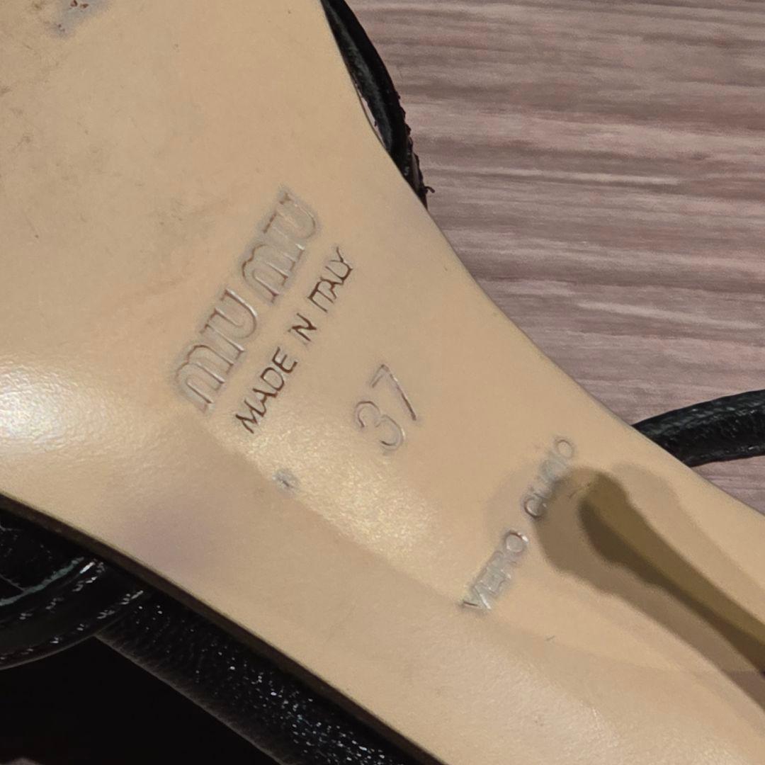 miu miu ブラック ハイヒールストラップサンダル