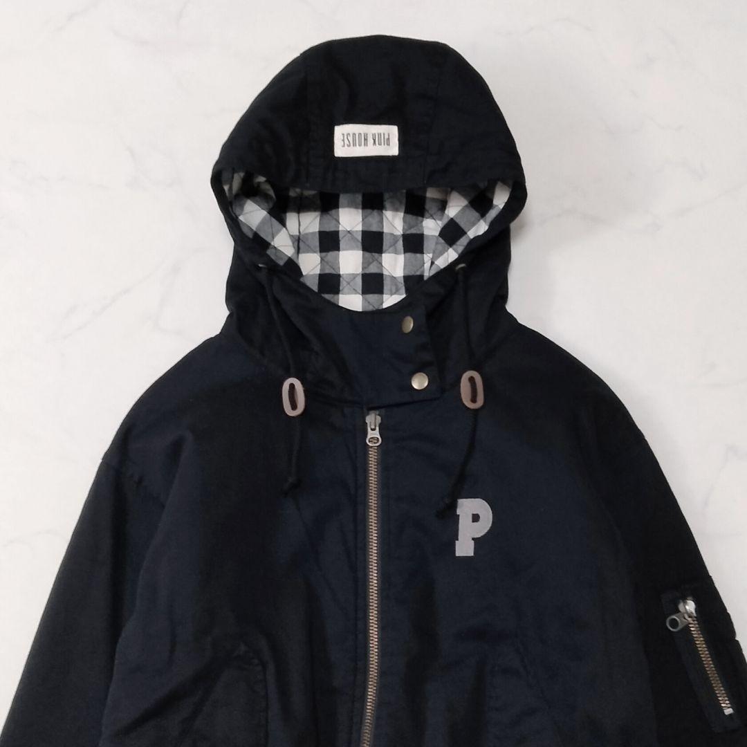美品　PINKHOUSE／ピンクハウス　中綿　刺繍ロゴブルゾン　フード付き