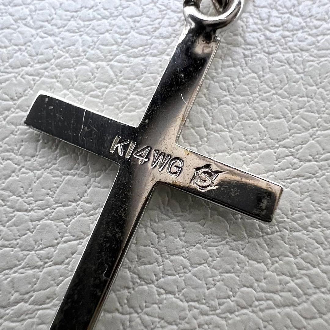 K14WG ホワイトゴールド　クロス　ペンダントトップ　0.43 g