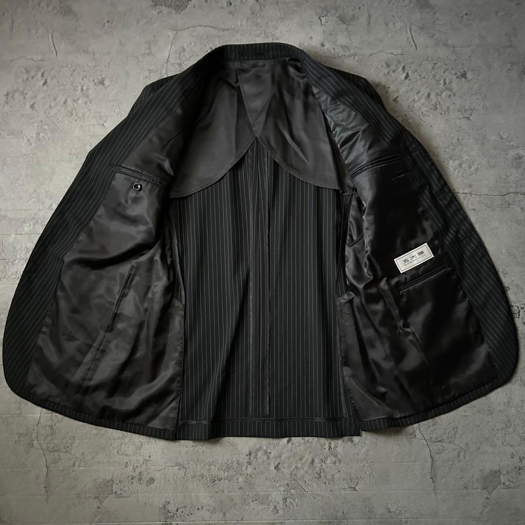極美品 五大陸 ゴタイリク ブラック セットアップスーツ ピンストライプ A5
