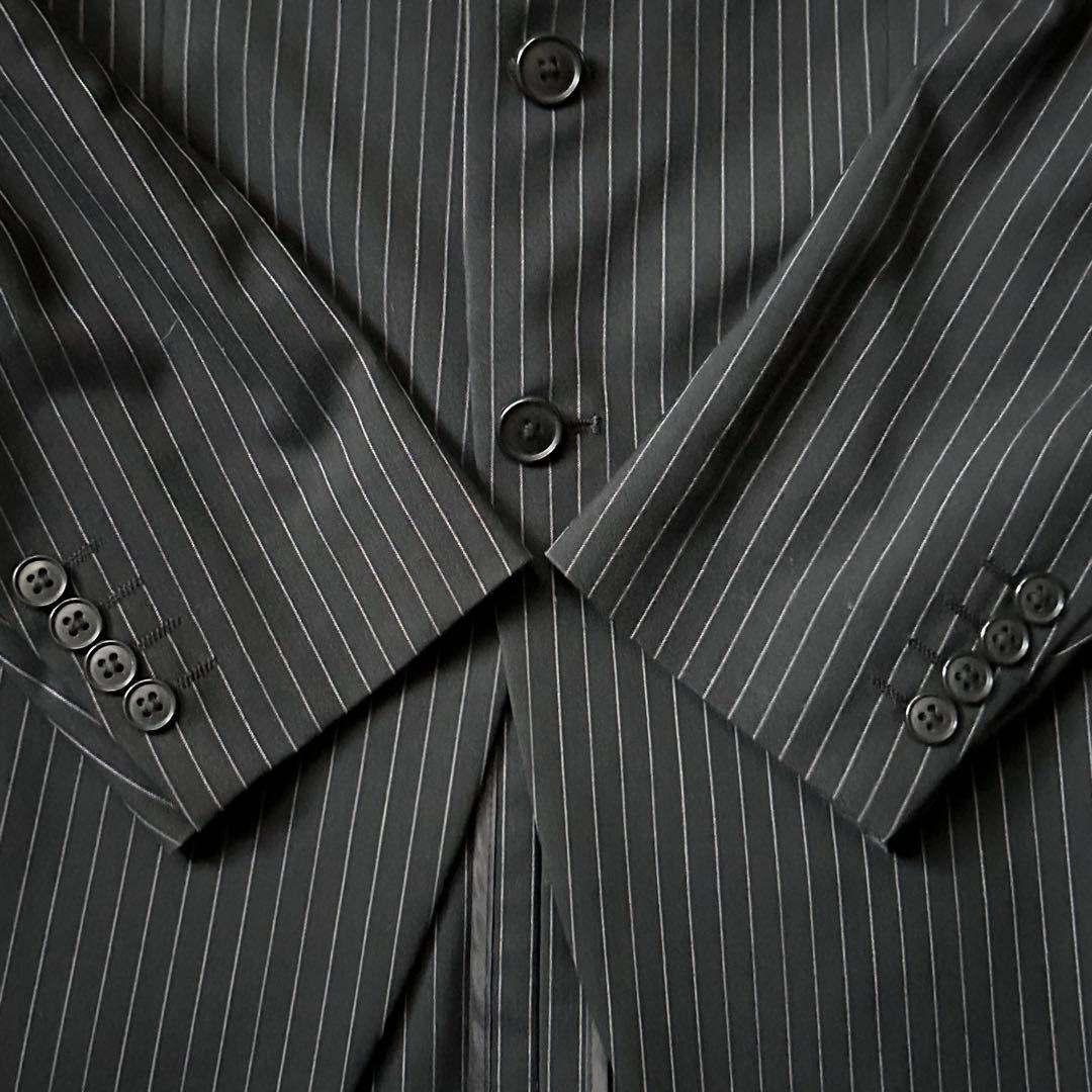 極美品 五大陸 ゴタイリク ブラック セットアップスーツ ピンストライプ A5