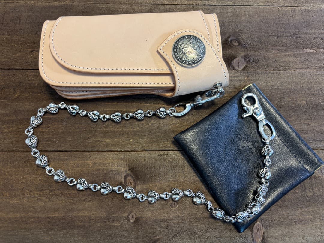 バイカー必須　ウォレット用ハート型　シルバーチェーン　TYPE3　QBKB001