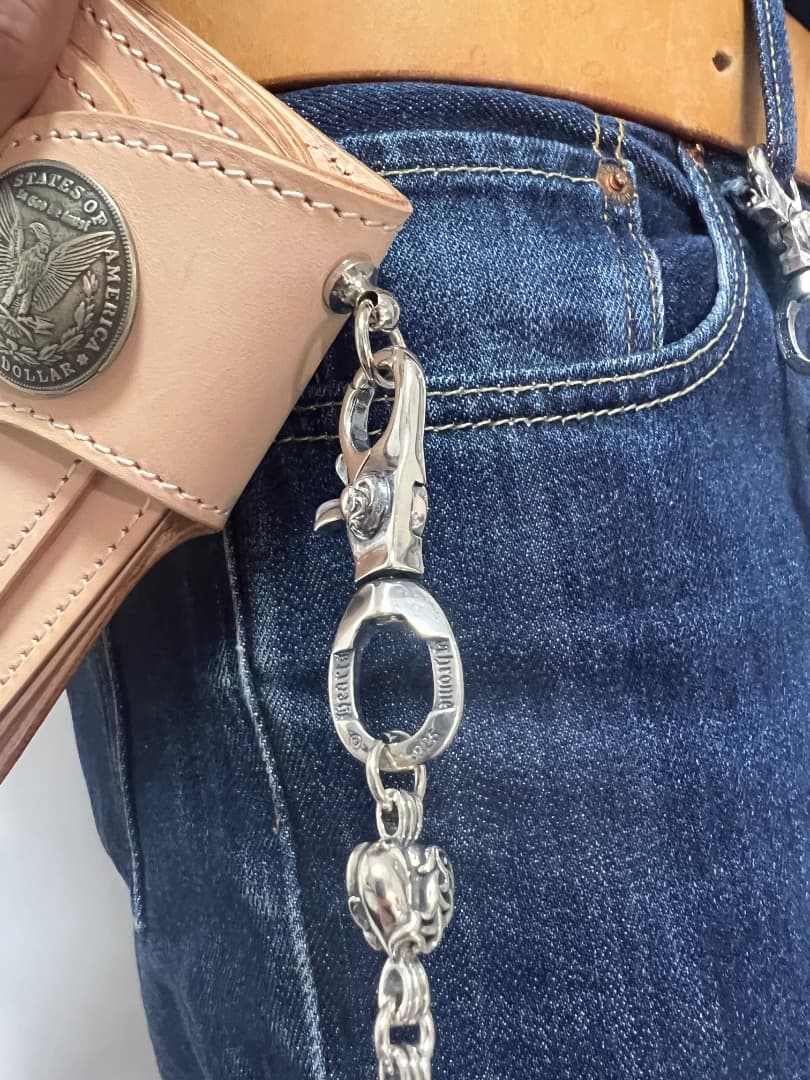 バイカー必須　ウォレット用ハート型　シルバーチェーン　TYPE3　QBKB001