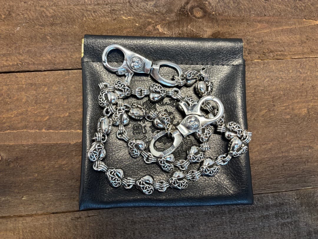 バイカー必須　ウォレット用ハート型　シルバーチェーン　TYPE3　QBKB001