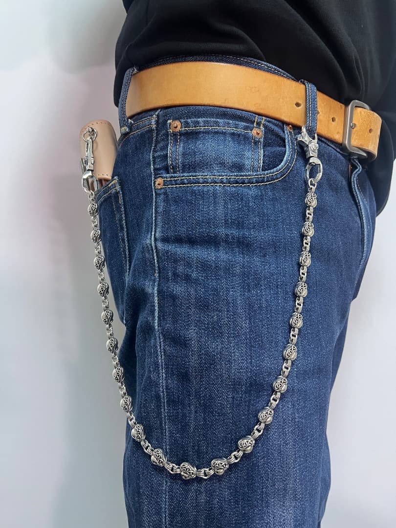 バイカー必須　ウォレット用ハート型　シルバーチェーン　TYPE3　QBKB001