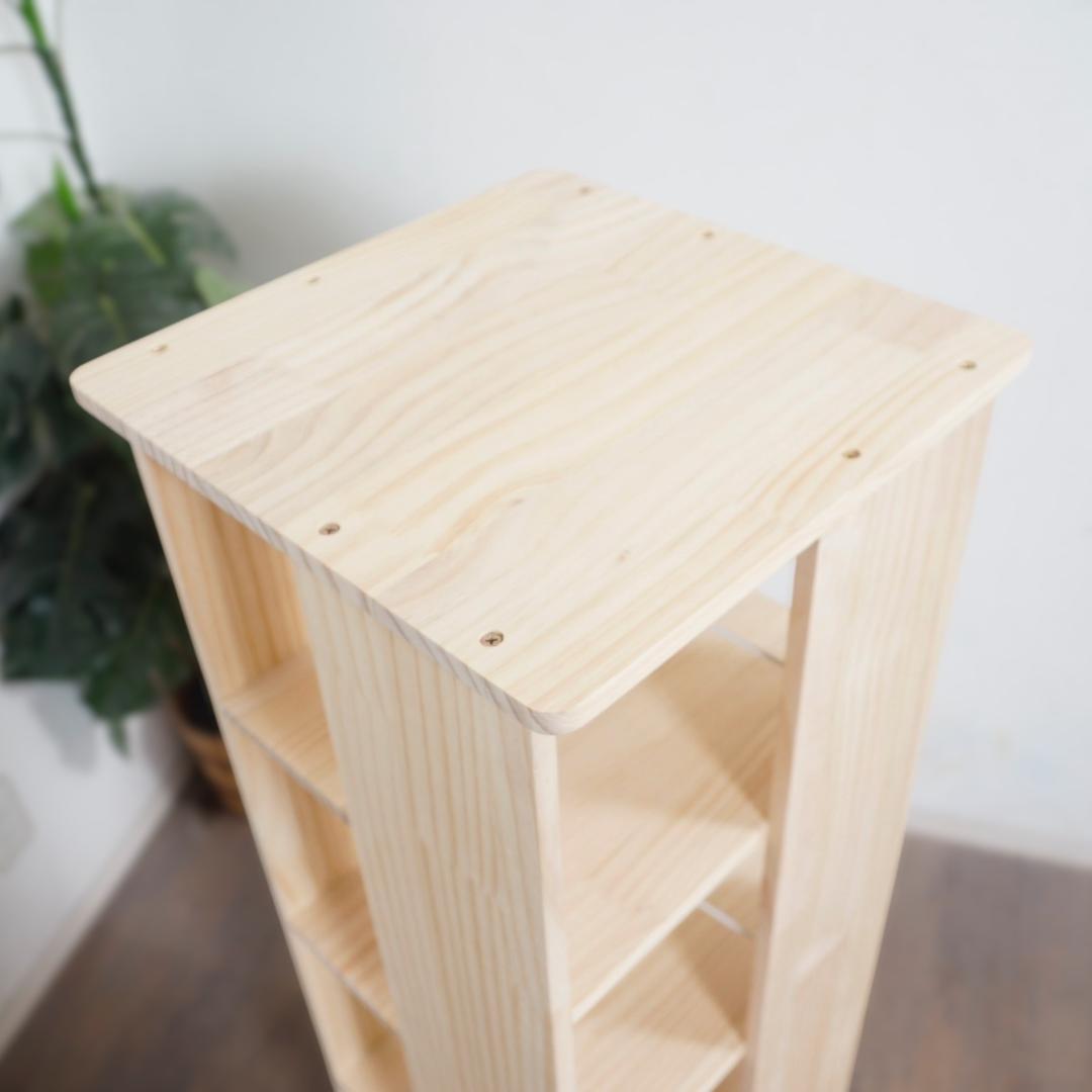 【新品】天然木　360度回転式本棚/ブックシェルフ 省スペース 大容量 DIY可