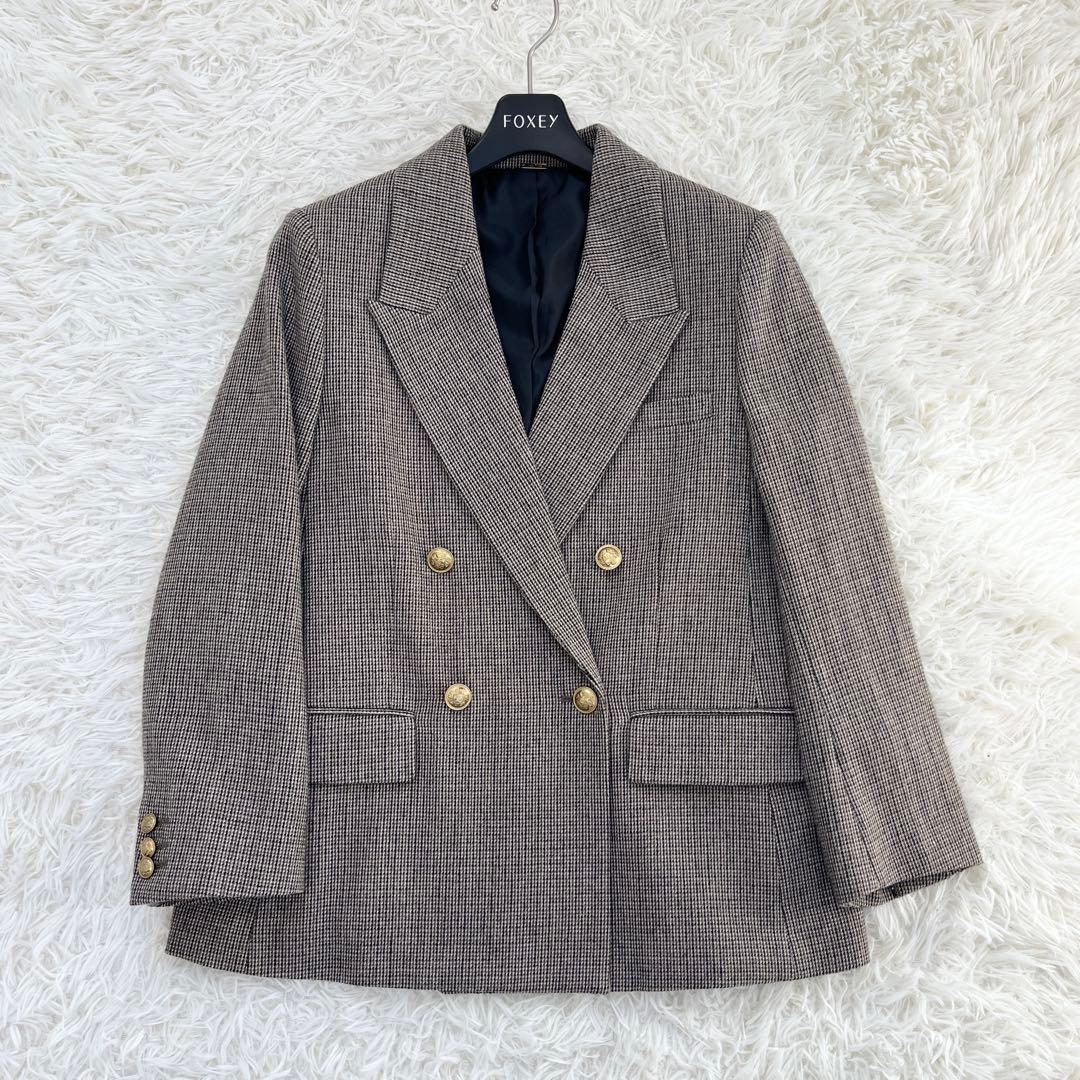 ミラ オーウェン　チェック金釦ダブルブレストブレザー　今季25年