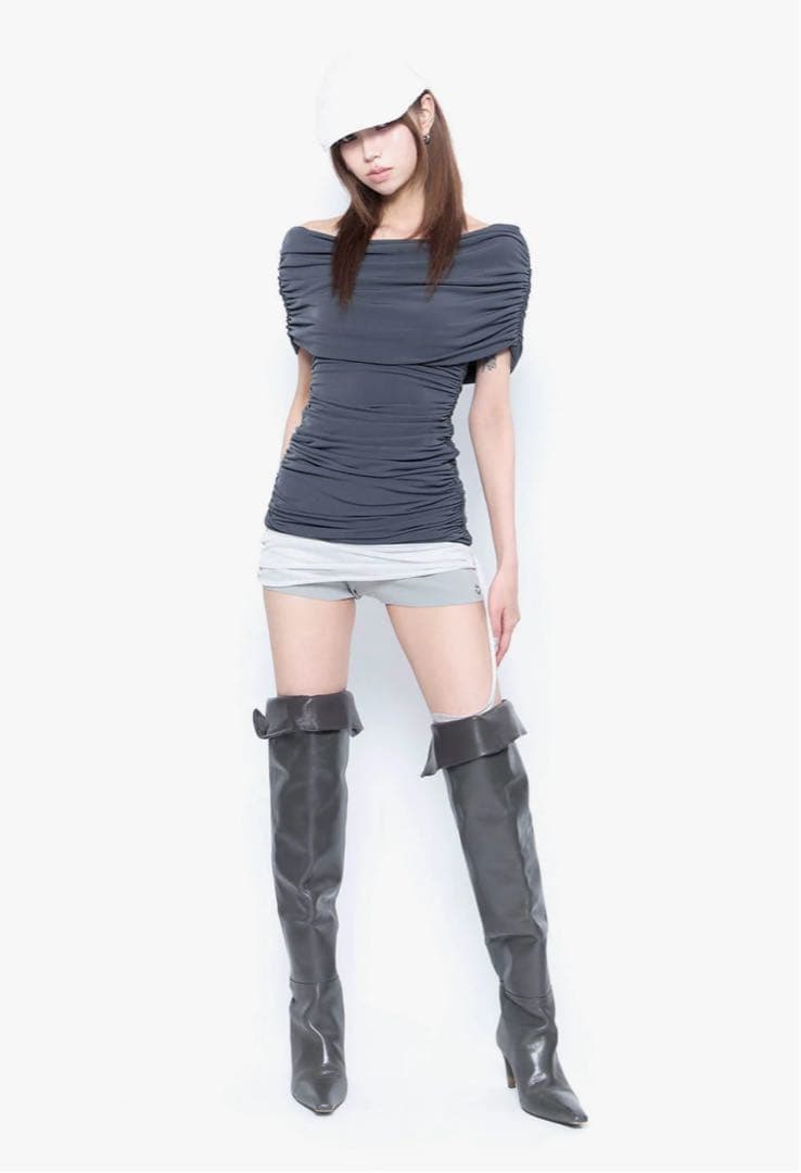 パンツ THEREDTHREAD S gather knit shorts