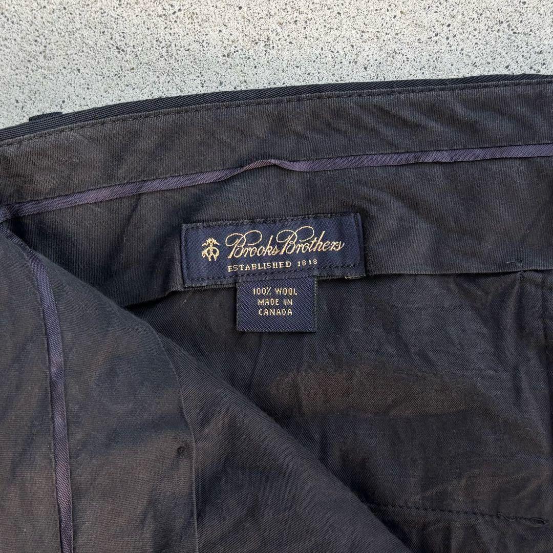 90s カナダ製 ブルックスブラザーズ 古着 ワイドウールスラックス ネイビー