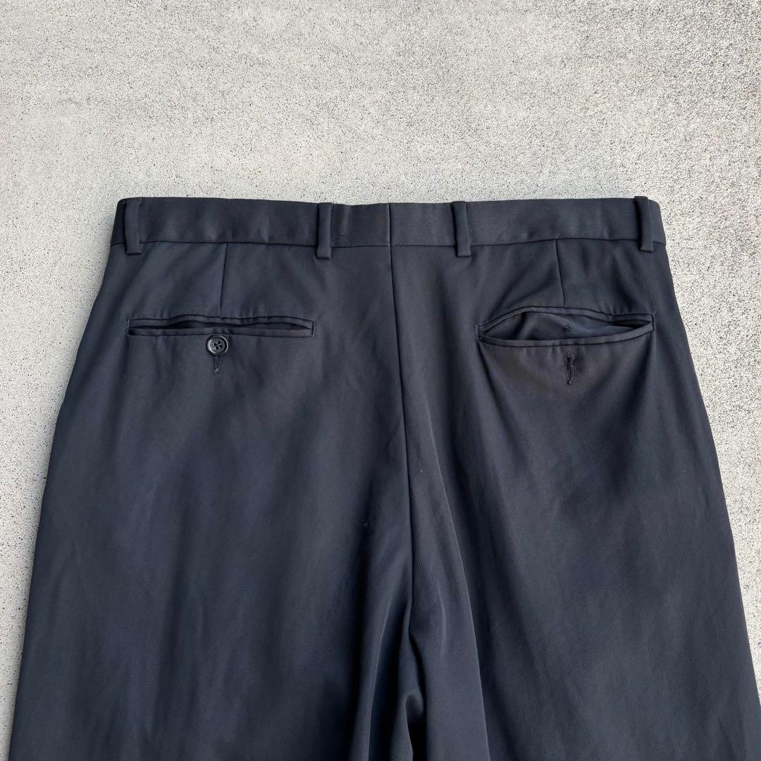 90s カナダ製 ブルックスブラザーズ 古着 ワイドウールスラックス ネイビー