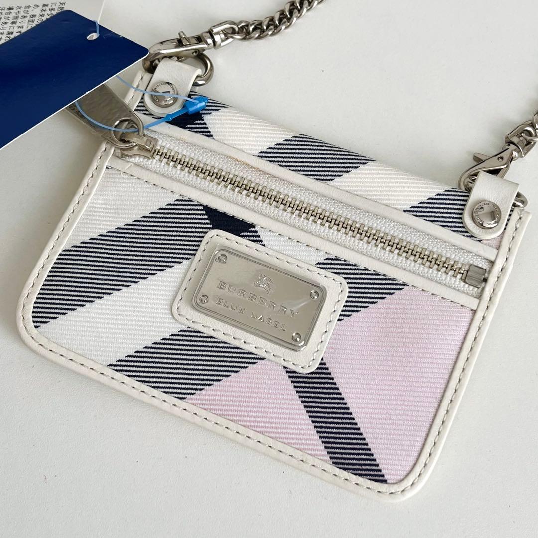 新品✨ バーバリーブルーレーベル チェーンウォレット チェック ホースロゴ