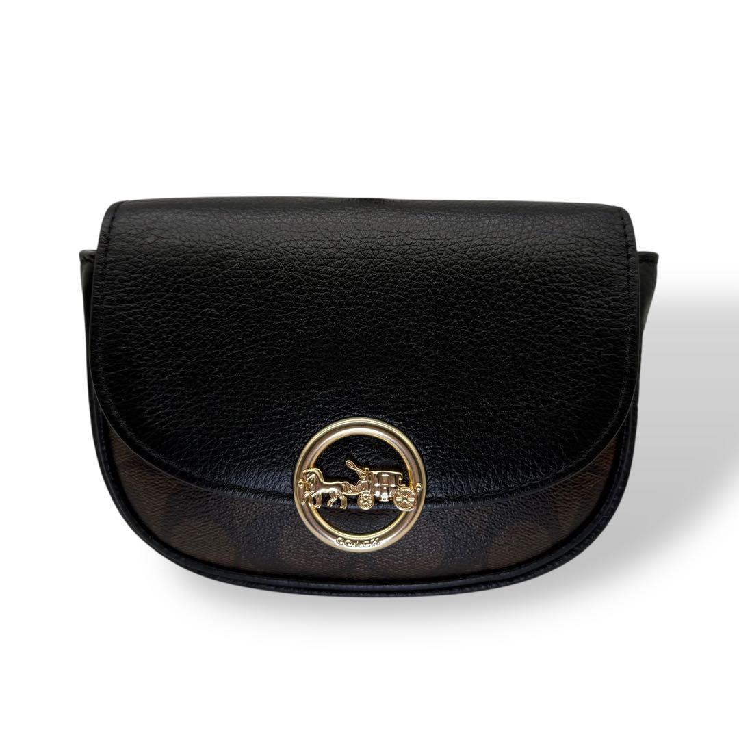 【美品】COACH コーチ ボディバッグ ジェイドミニベルト レザー PVC 黒
