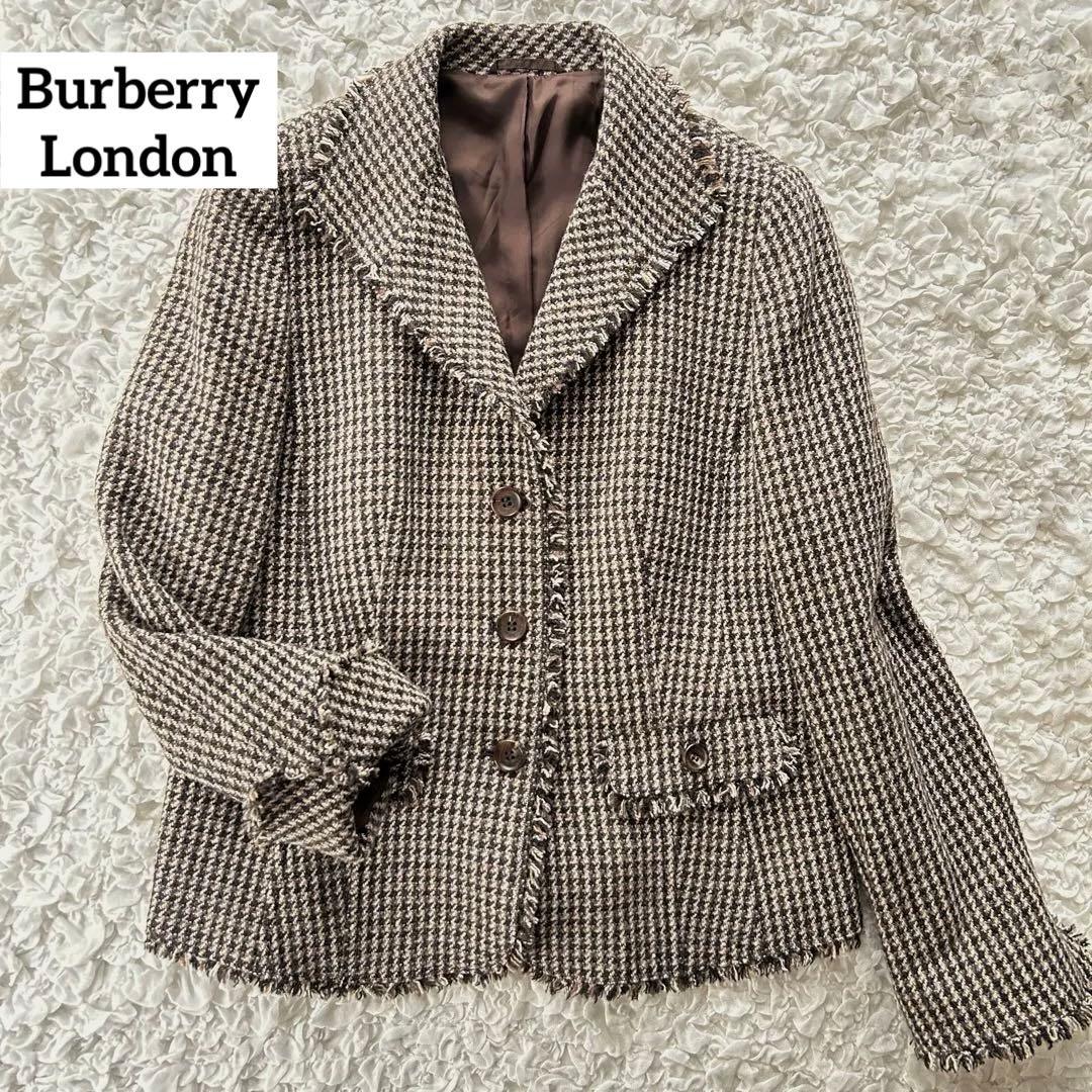 バーバリーロンドン　千鳥格子テーラードジャケット　大きいサイズ　ツイード