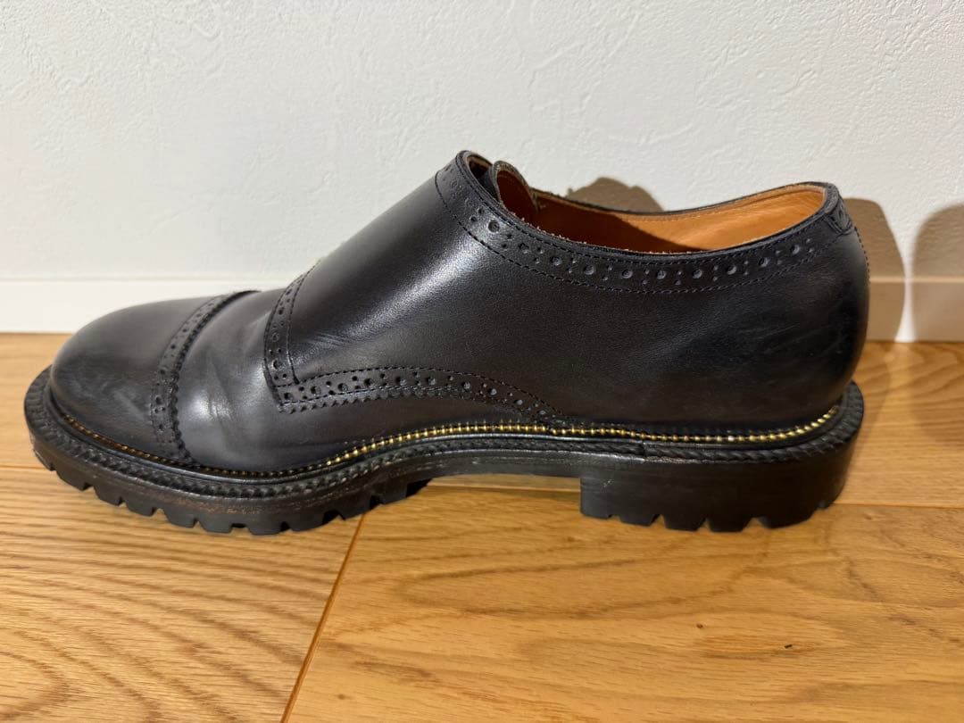 ダブルモンクストラップ 紺レザーシューズ