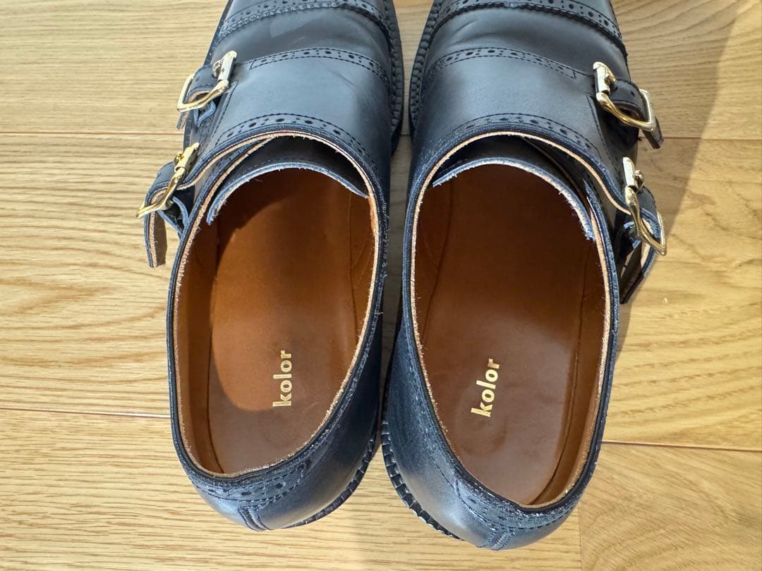 ダブルモンクストラップ 紺レザーシューズ