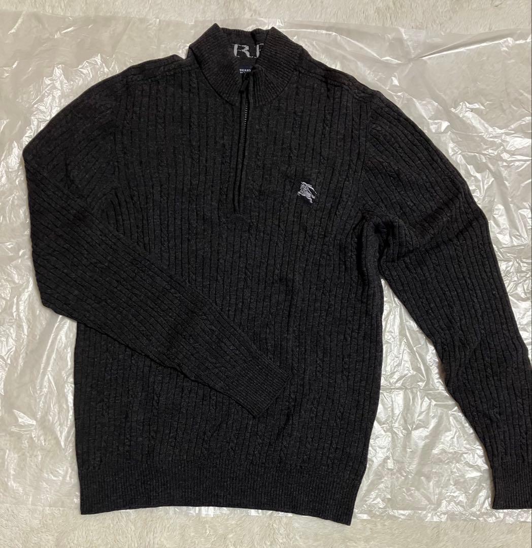 BURBERRY GOLF 羊毛92 カシミヤ8 メンズセーターケーブル編み部分