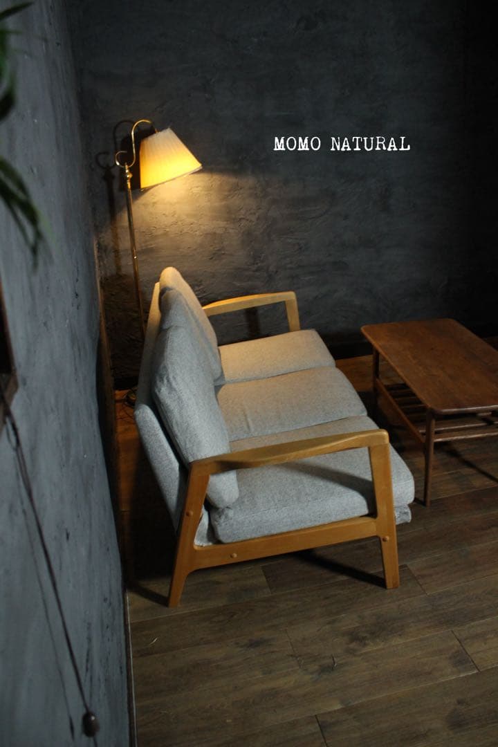 首都圏送無料〜MOSS14万天然木アルダー無垢材 3人がけソファ モモナチユラル