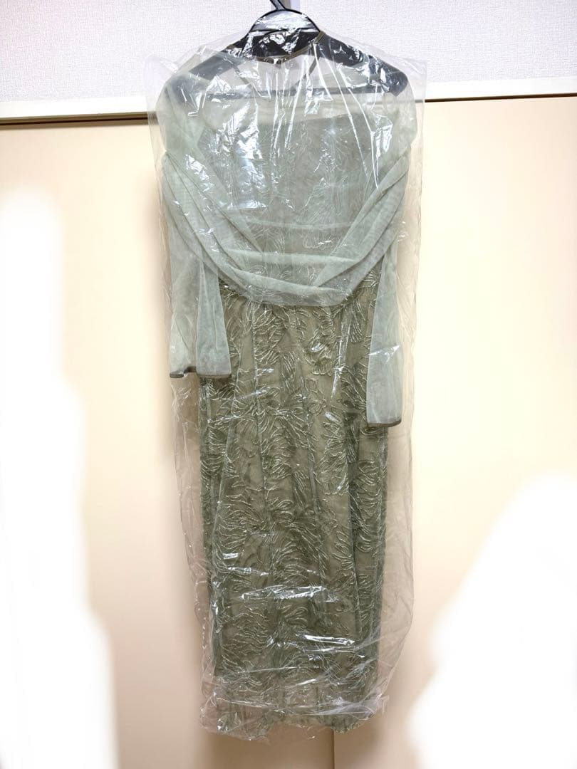 LEJA-チュールオフショルダー花柄Iラインワンピースドレス 結婚式 レディース