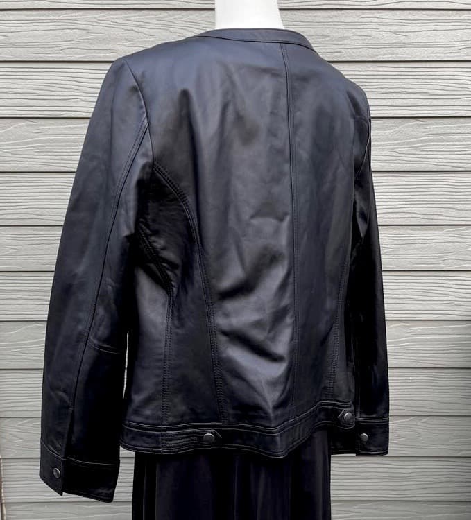 【新品】ラムレザーシングルライダースジャケット ミセスLL 13号ゆったりサイズ