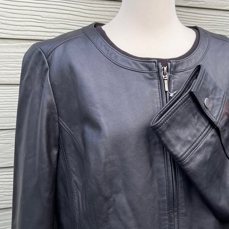 【新品】ラムレザーシングルライダースジャケット ミセスLL 13号ゆったりサイズ